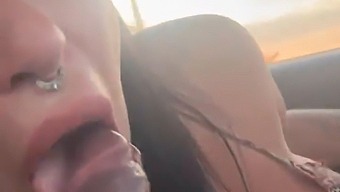 Melissa Lisboa'S Expert Oral Skills And Milking Technique While Driving